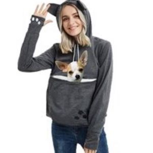 Pet carrier pouch gray hoodie